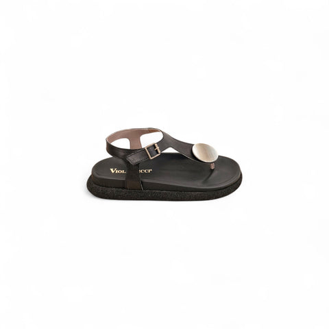 Sole - Infradito nappa nera madreperla - fashion