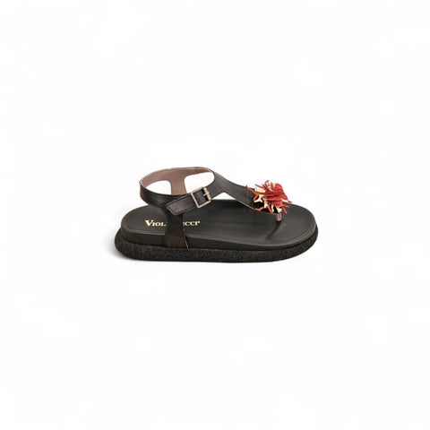 Sole - Infradito nappa nera corallo - fashion