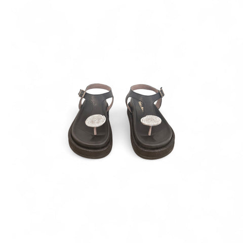 Sole - Infradito nappa nera gioiello - look
