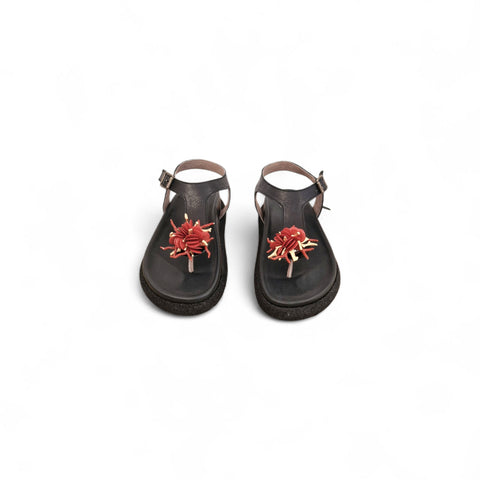 Sole - Infradito nappa nera corallo - fashion