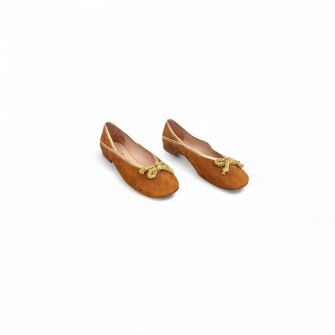 Greta - Ballerina con fiocco - Pelle col. ambra