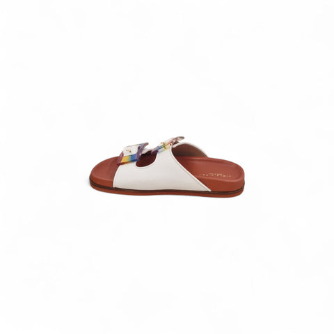 Sole - Ciabatta a due fasce in pelle bianca arco - basic
