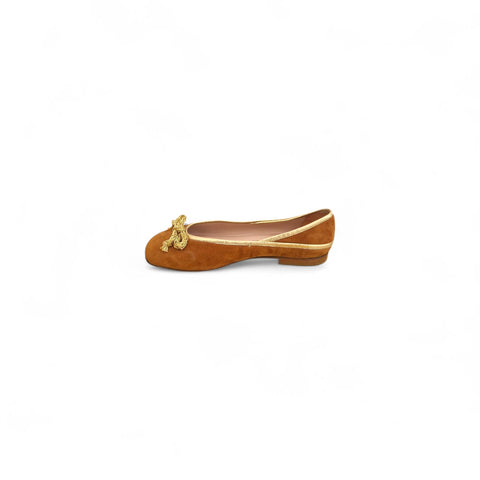 Greta - Ballerina con fiocco - Pelle col. ambra