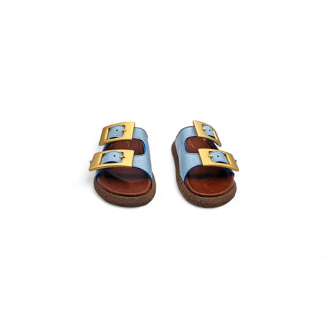 Sole - ciabatta a due fasce nappa cielo - fashion