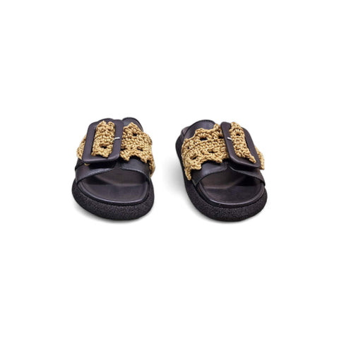 Sole - Ciabatta in pelle nero - oro - fashion