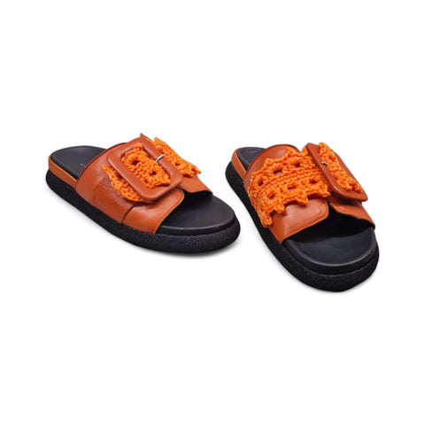 Sole - Ciabatta in pelle arancio - fashion