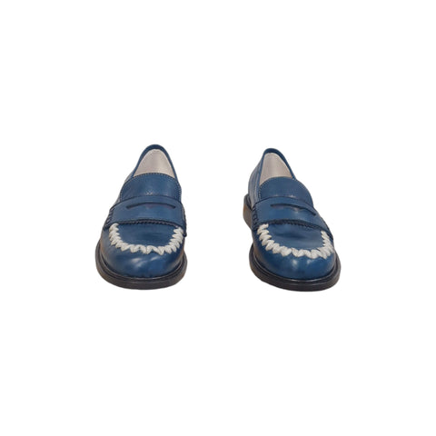 Gaia - Mocassino nappa glove bleu' - lana