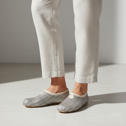 Amos - slippers - rafia- pelle - Gesso