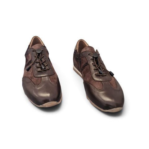 Sneaker "Gioia" in Nappa Guanteria e Camoscio Goffrato Animalier con Lavorazione a Sacchetto