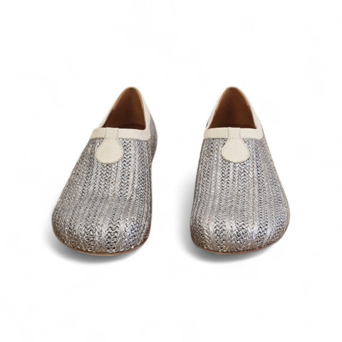 Amos - slippers - rafia- pelle - Gesso