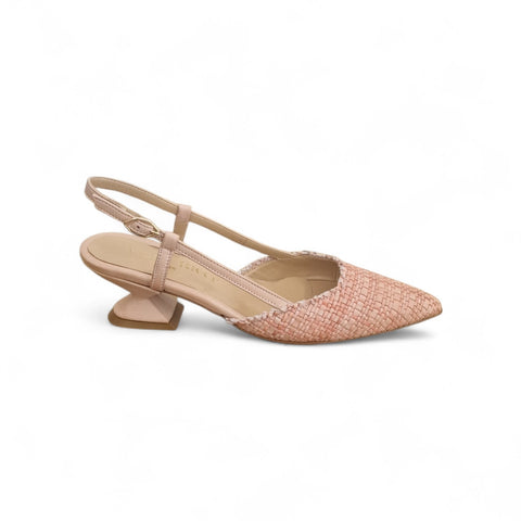Linda - slingback pelle intrecciata rosa nude