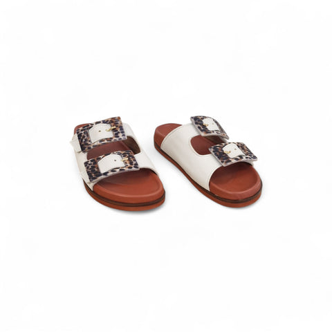 Sole - Ciabatta a due fasce in pelle bianca - leo - basic
