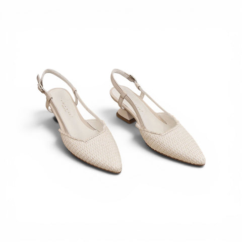 Linda - slingback rafia - nappa glove avorio