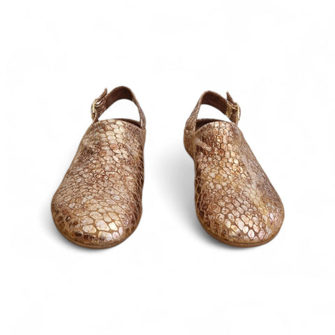 Zeudi - sabot slingback - pelle laminata - oro- bronzo
