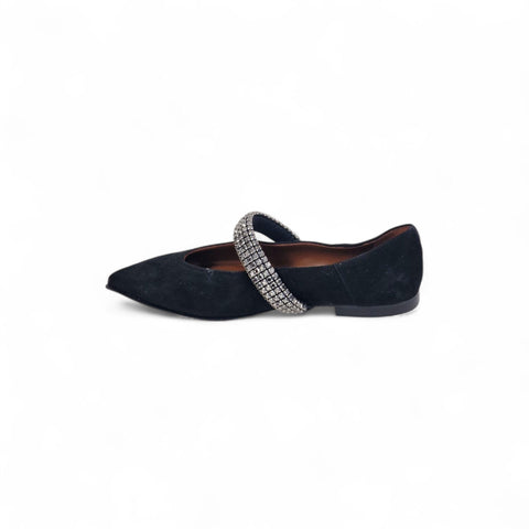 Venus - Ballerina in pelle nero con strass