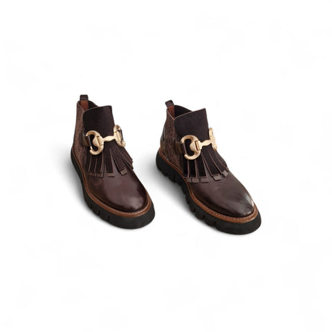 Gio' - Stivaletto beatles cioccolato con frangia