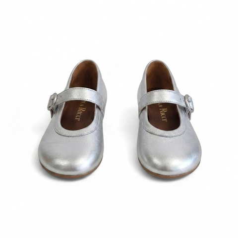 Zeudi - ballerina con cinturino - pelle laminata - argento