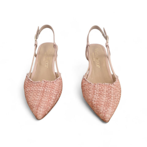 Linda - slingback pelle intrecciata rosa nude