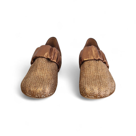 Amos - loafers - rafia- pelle - bronzo