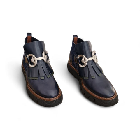 Gio' - Stivaletto beatles bleu' con frangia