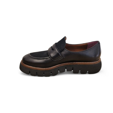 Gio - Mocassino pelle e cavallino nero