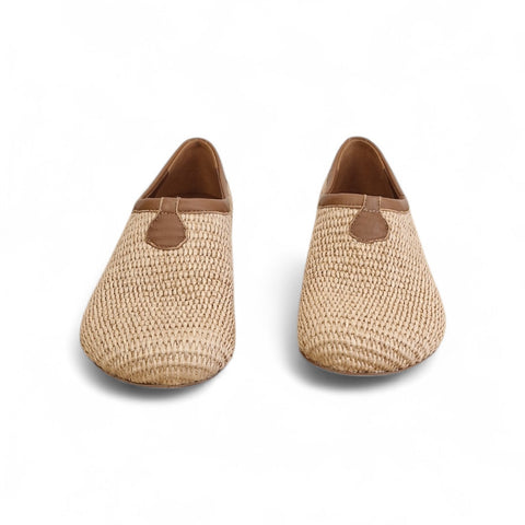 Amos - slippers - rafia- pelle - cuoio