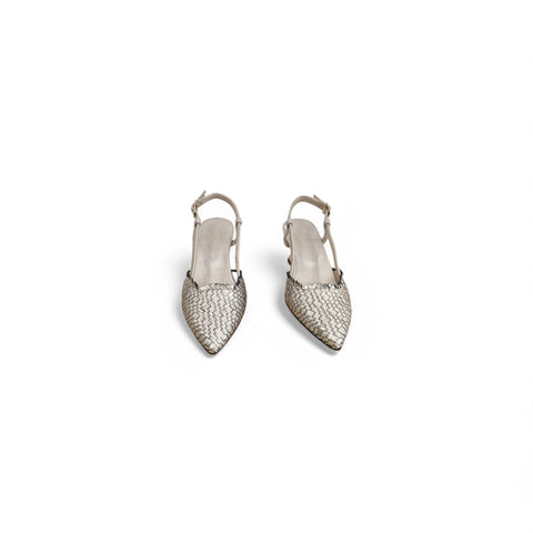 Linda - slingback pelle intrecciata acciaio