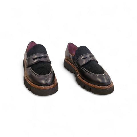 Gio - Mocassino pelle e cavallino nero