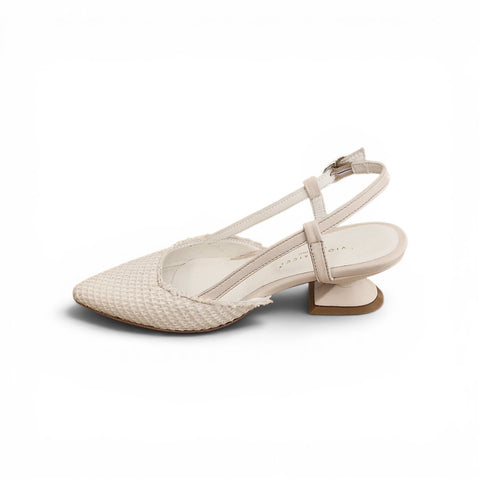Linda - slingback rafia - nappa glove avorio