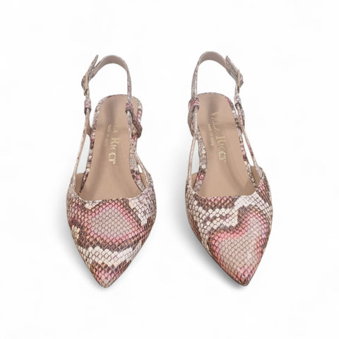 Linda - slingback pitone caramello - rosa