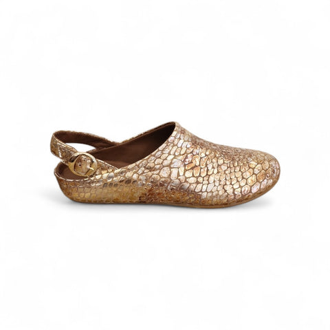Zeudi - sabot slingback - pelle laminata - oro- bronzo
