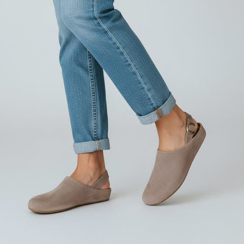 Zeudi - sabot slingback - pelle suede cachemire - sabbia
