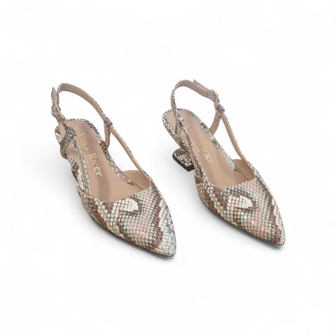 Linda - slingback pitone caramello - verde