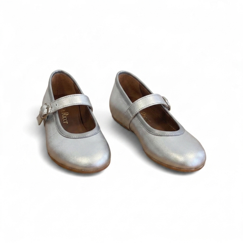 Zeudi - ballerina con cinturino - pelle laminata - argento