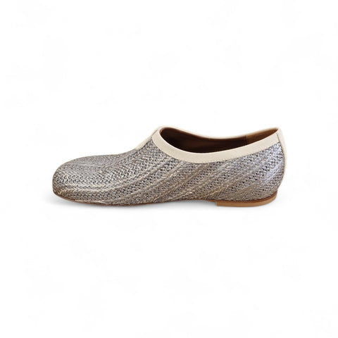 Amos - slippers - rafia- pelle - Gesso