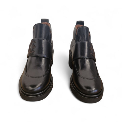 Bianca - Stivalleto in pelle nero lana lux