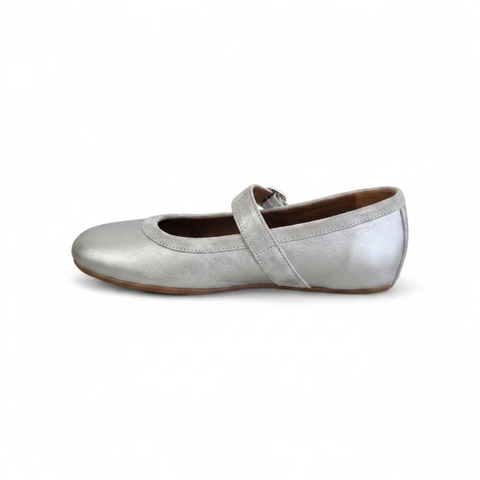 Zeudi - ballerina con cinturino - pelle laminata - argento