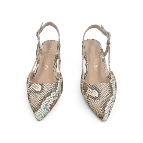 Linda - slingback pitone caramello - verde