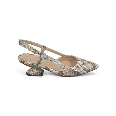 Linda - slingback pitone caramello - verde