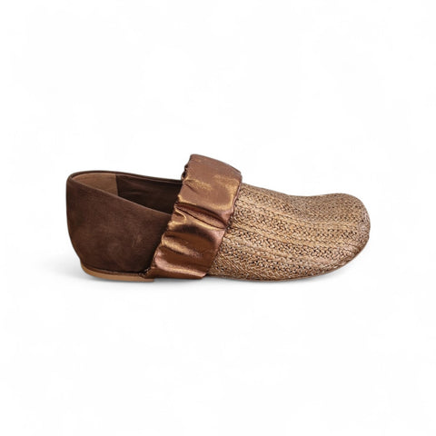 Amos - loafers - rafia- pelle - bronzo