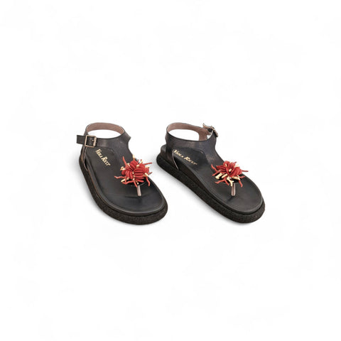 Sole - Infradito nappa nera corallo - fashion