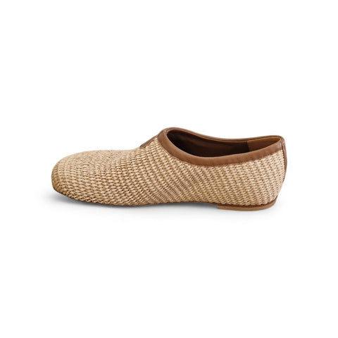 Amos - slippers - rafia- pelle - cuoio