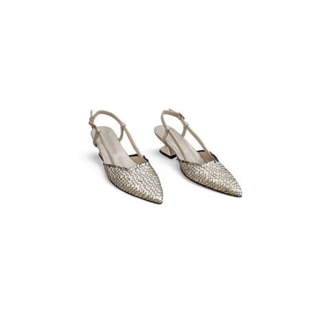 Linda - slingback pelle intrecciata acciaio