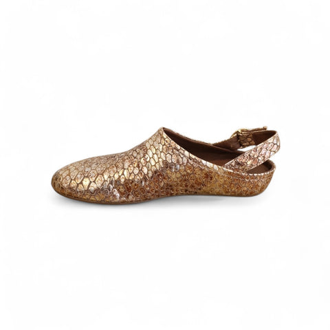 Zeudi - sabot slingback - pelle laminata - oro- bronzo