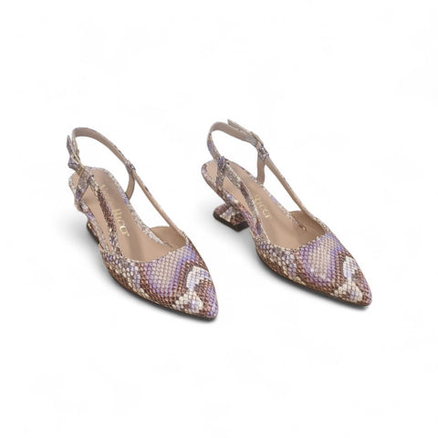 Linda - slingback pitone caramello - lavanda
