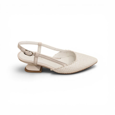 Linda - slingback rafia - nappa glove avorio
