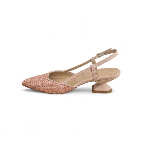 Linda - slingback pelle intrecciata rosa nude
