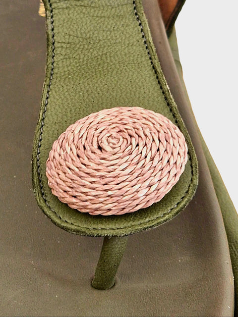 Sole - Infradito nappa muschio rafia - look