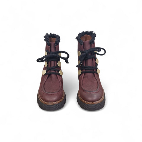 Gio - Anfibio pelle nabuk bordo' kombat