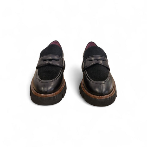 Gio - Mocassino pelle e cavallino nero